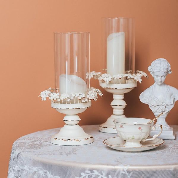

candle holders romantic rustic retro metal white holder wedding stand