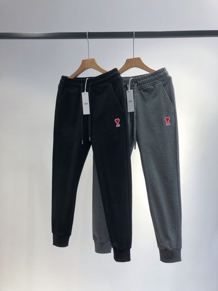 

ami designer trousers knitted cotton loose sweatpants classic fashion drawstring drawstring casual trousers s-xxl, Black