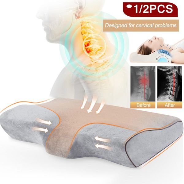 

pillow 1/2pcs memory foam orthopedic sleep massager neckrest bedding pillows for sleeping fiber slow rebound cervical