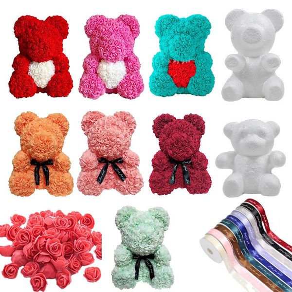 

artificial rose bear foam material toys shape craft gift flower diy doll for valentine's day present decorative flowers & wreaths
