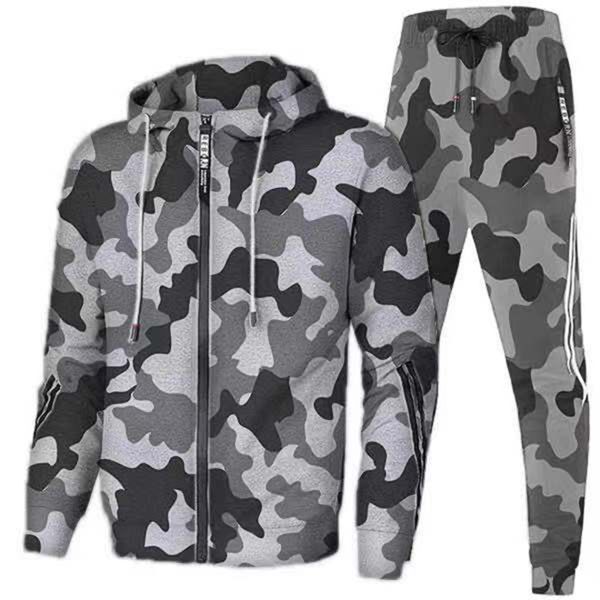 

camouflage outdoor camping cotton fishing hiking , striped sports suit in spring and autumn of 2022, Gray