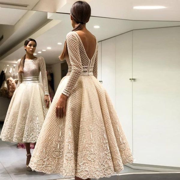 

evening dresses scoop long sleeve length lace puffy prom champagne see through dress with applique, Black;red