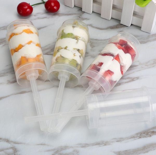 Scatola trasparente per tubi per torta Contenitori push up Bicchiere di plastica usa e getta Stampo per gelato Utensili da cucina