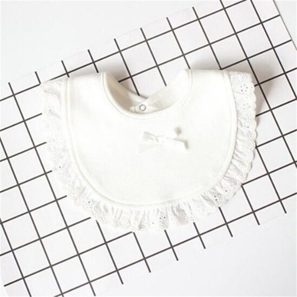 

baby bibs cotton lace bow pink and white bib girl lovely infant saliva towel soft absorbent cloth & burp cloths