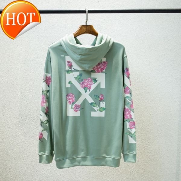 

rose arrow hoodie off print ow european large loose men's and women's pullover, Black