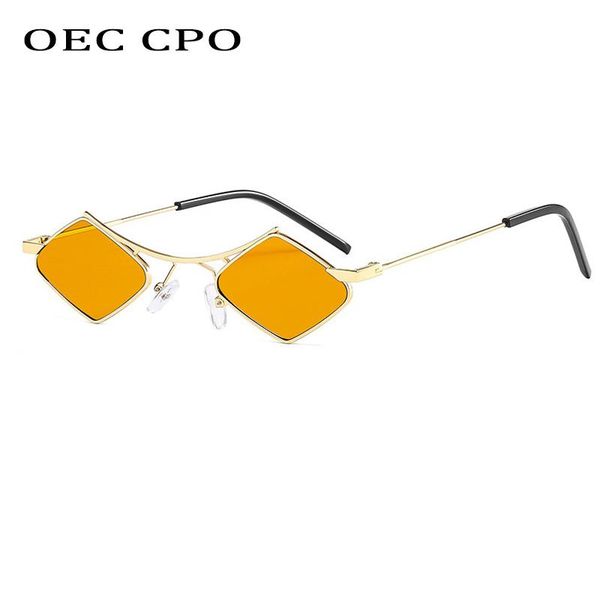 

sunglasses oec cpo punk small square women fashion cat eye sun glasses female shade men retro yellow colors oculos uv400, White;black