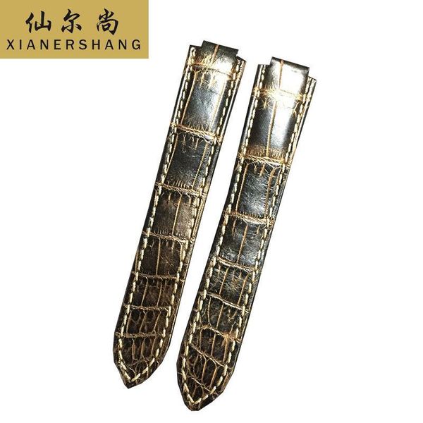

watch bands retro crocodile skin watchbands genuine leather belt custom ballon bleu de strap 14mm 16mm 18mm 20mm 22mm alligator band, Black;brown