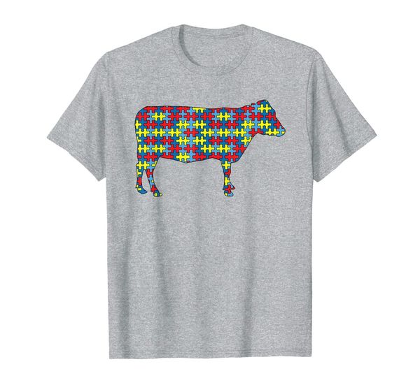 

cow autism awareness kids heifer farm puzzle day mom gift t-shirt, White;black