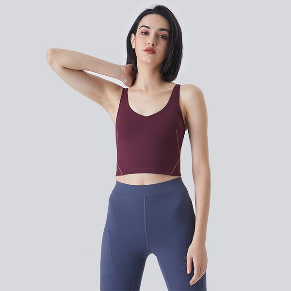 

vest sports yoga bra solid color running fitness gym clothes women underwears v-neck u-back workout crop tank shockproof supp_sell, White