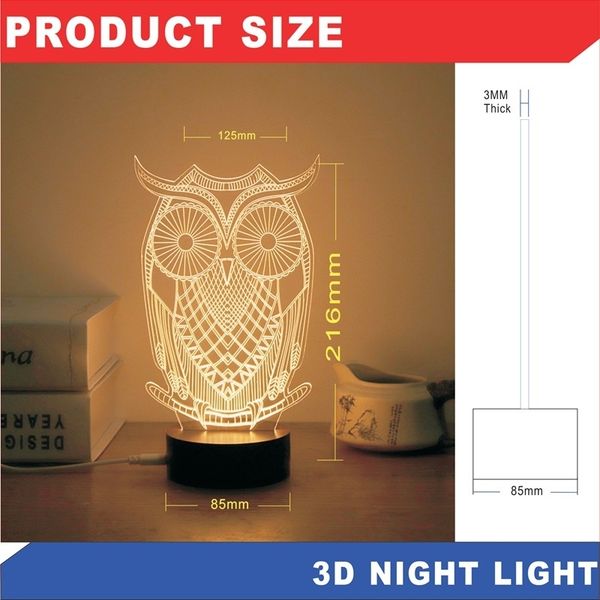 

night bedside gift creative 3d table lamp animal series