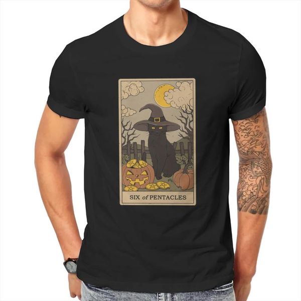 

men's t-shirts six of pentacles halloween horror hell couples roundcollar o-neck color wholesale 138820, White;black