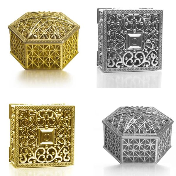 

1pcs mini plastic hollow gold silver foil cake candy box eid mubarak marriage baby shower decor party gift event supplies wrap