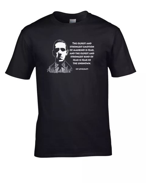 

HP Lovecraft- Fear of the Unknown- Horror Legend- Men's T-Shirt, White;black