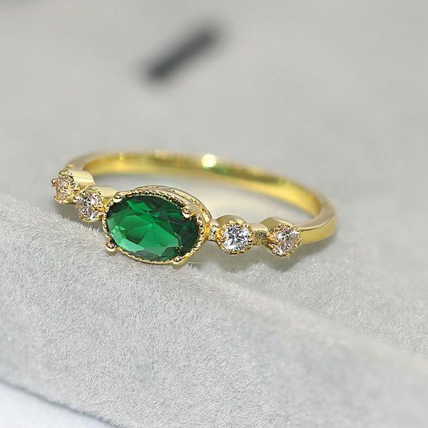 

cluster rings zhouyang wedding for women delicate elegant oval zircon light gold color proposal finger ring gift fashion jewelry r853, Golden;silver