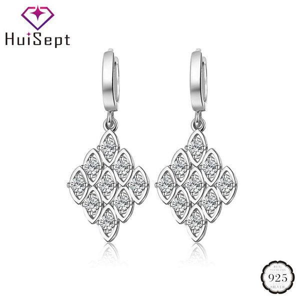 

dangle & chandelier huisept fashion 925 silver earrings rhombus shape amethyst gemstone drop for female wedding promise party gifts jewelry