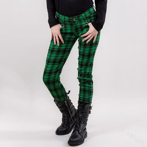 

women's pants & capris mandylandy casual fashion women high waist plaid printed trousers straight without belt pencil gothic, Black;white