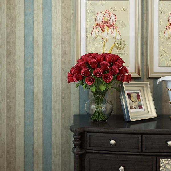 

wallpapers mediterranean vertical striped retro non - woven wood wallpaper