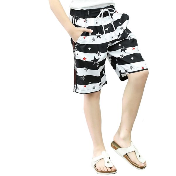 

swimming beach shorts boys swimwear quick dry swimsuit swim trunks beachwear bathing surf summer striped star pocket bottoms 210417, Black