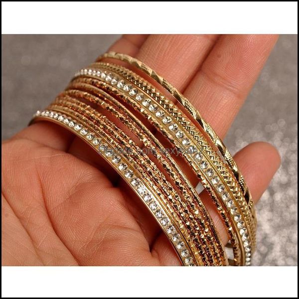 

bracelets fashion women jewelry wholesale girls party bracelet beautif luxury 10/set gold round gorgeous gift bangle drop delivery 2021 cjqo, Black