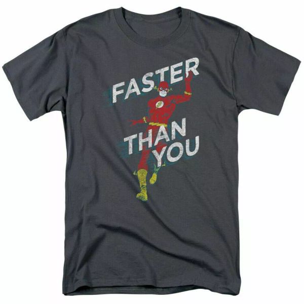 

the flash faster than you t shirt mens licensed dc comics tee charcoal, White;black