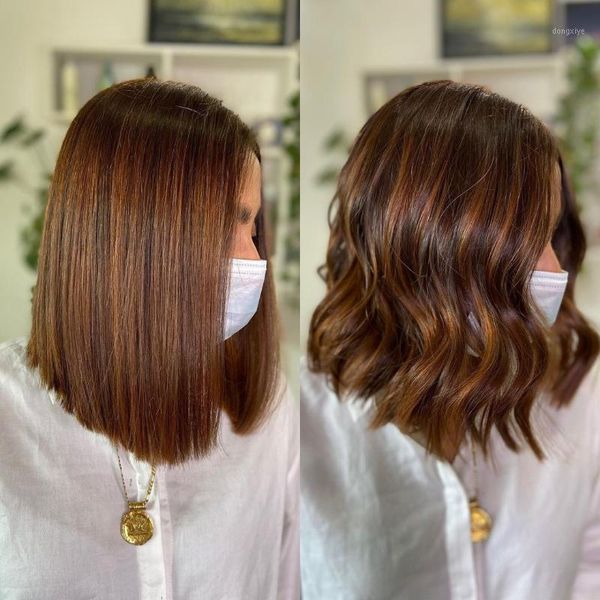 

highlight wig colored bob 150% ombre lace front human hair wigs for women l1b/30 remy brazilian closure1, Black;brown