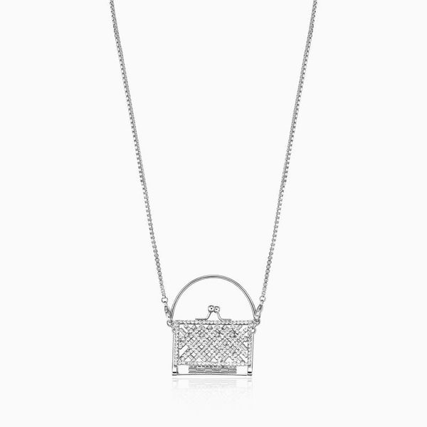

chains timeless wonder gorgeous zirconia handbag necklace aesthetic jewelry kpop designer goth egirl rare fancy statement 7522, Silver