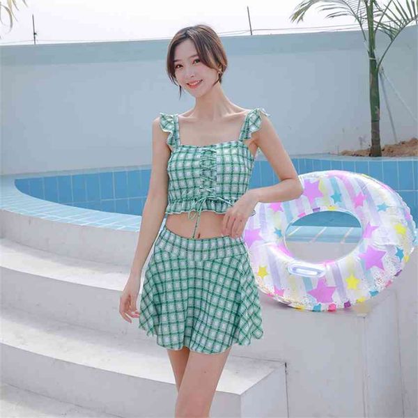 

factorypdru new lovely style and swimsuit girl's fresh slim split skirt bathing suit, White;black