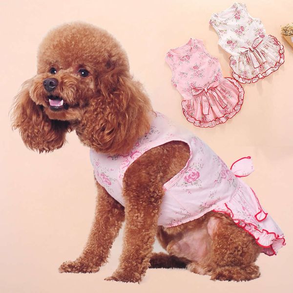 

the dog clothes teddy summer floral sleeve less skirt pet dog dress