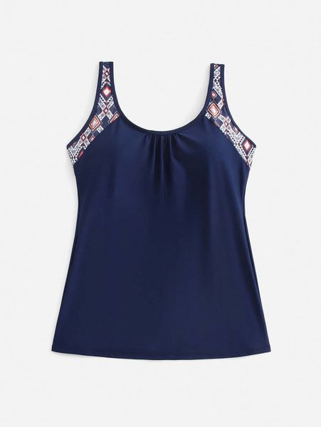 

plus geometric print ruched tankini h5jx#, Black