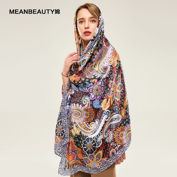 

payment for goods cashew flower silk satin long street style women's scarf, Blue;gray