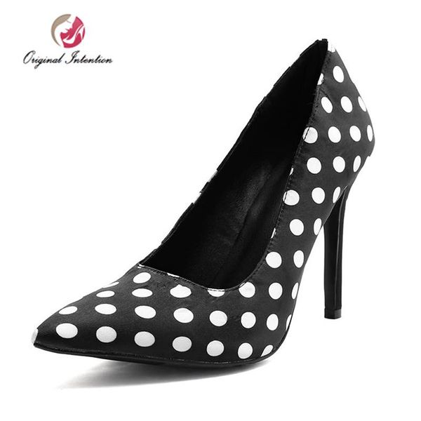 Kleidschuhe Original Absicht Mode Frauen Pumps High Heels Damen Spike Spitzschuh Frau Schwarz Polka Dots Große Größe