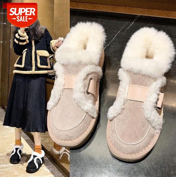 

snow boots women's shoes casual thick cotton warmth flat buckle fur all-in-one in the tube #dv6h