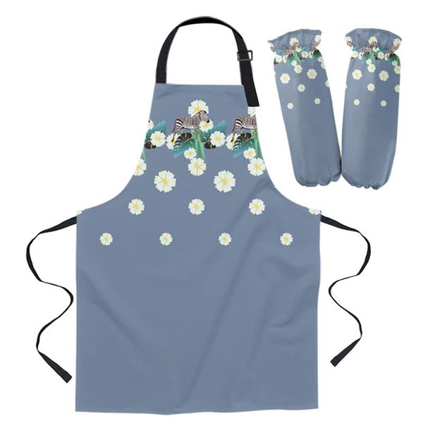 

aprons daily cleaning apron set zebra tropical plant leaves chef waiter anti-oil kids cooking gardening work sleeve cover