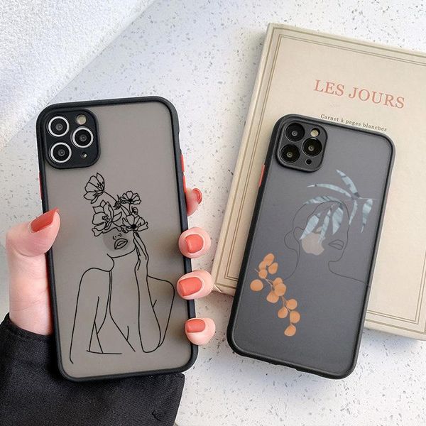 

cell phone pouches funny art sketch protection anti-fall case for 12 pro max x xs xr 11 7 8 plus simple matte hard pc cover