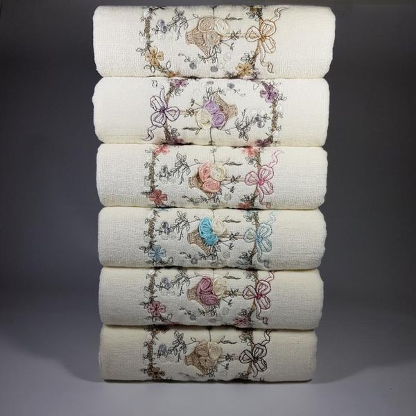 

towel soft luxury exclusive from turkey lace hand face embroidered bath jacquard set 6 pcs 50x90 cm 100% cotton home gift