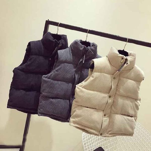 

vests autumn and winter korean loose cotton vt et thickened corduroy short down cotton waistcoat, Black;white