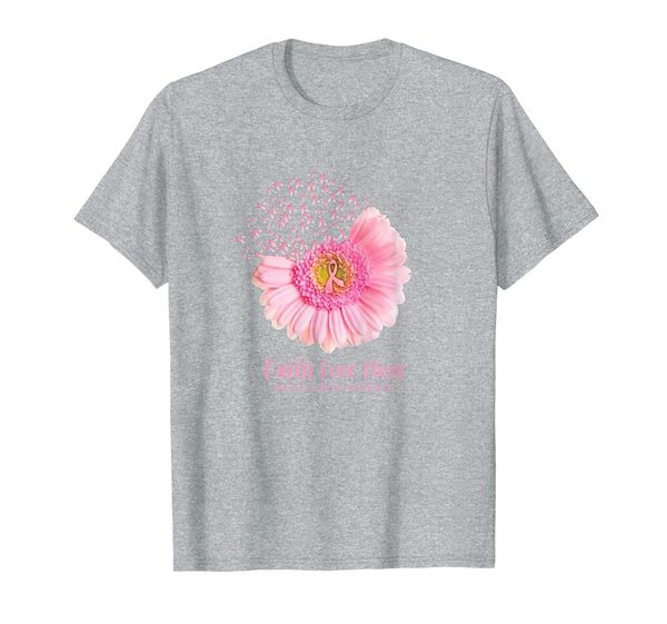 

faith hope love breast cancer awareness flower pink support t-shirt, White;black