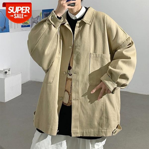 

2020 men's new casual loose fashion outerwear long sleeve solid color coats youth style bomber white/black/khaki jacket -2xl #1h5m