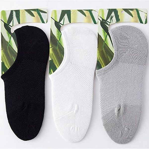 

men's socks men short ankle invisible bamboo fiber mesh casual solid thin silicon anti-skid boat low cut breathable 1pair, Black