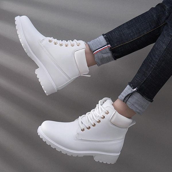 

boots ankle for women 2021 female fashion autumn winter solid square heel shoes plus size 36-43, Black