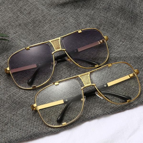 

sunglasses fashion metal gradient square frame men's brand design driving vintage uv400 sun glasses, White;black