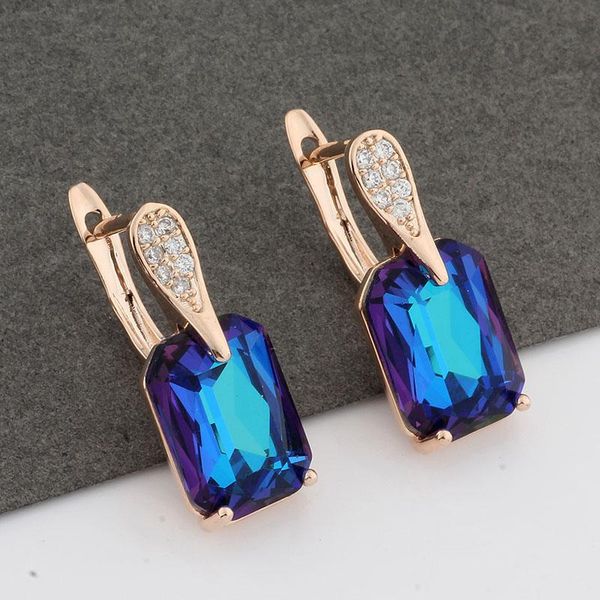 

stud trendy square imitation crystal 585 rose gold earrings for women wedding party fashion jewelry gift to girlfriend, Golden;silver