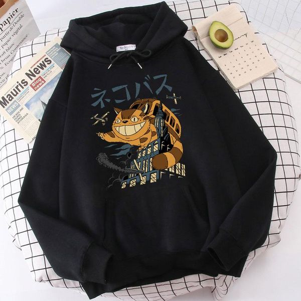 

women's hoodies & sweatshirts japanese cartoon totoro women anime streetwear harajuku female, Black