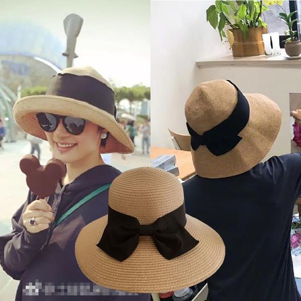 

beanies sun li same product bow straw hat foldable big brim fisherman women's protection vacation tide