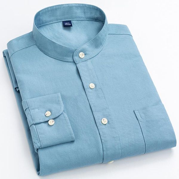 

men's casual shirts stand collar all cotton longsleeve shirt for loose retro pocket fashion clothing trends, White;black
