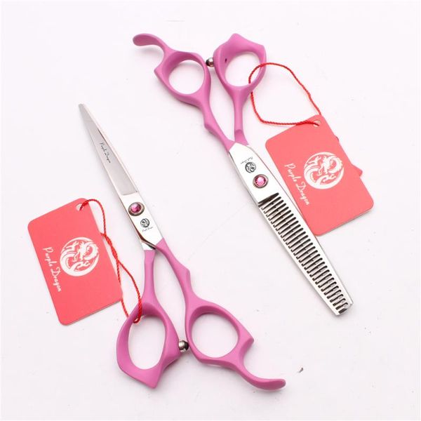 

hair scissors z1124 6.0" 17.5cm japan 440c purple dragon pink handle professional hairdresser's tool cutting shears straight thinn