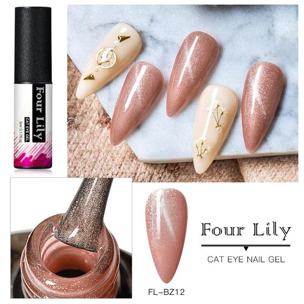 

nail gel four lily cat eye long-lasting nude pink crystal art magnetic soak off uv polish 6 colors lacquer, Red;pink
