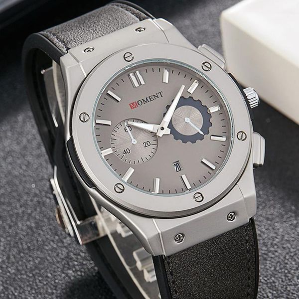 

wristwatches fashion watch men analog quartz date wristwatch luxury leather strap clock sport military watches cool male relogio masculino, Slivery;brown