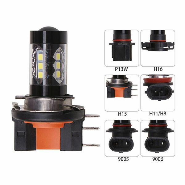 

car headlights fog light led high power running h15 80w 2835 16led lights anti-fog accessories auto leds