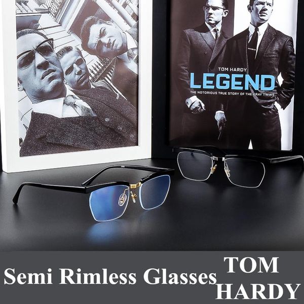 

fashion sunglasses frames classic acetate titanium half frame glasses men square semi rimless eyeglasses male myopia optical prescription ey, Black